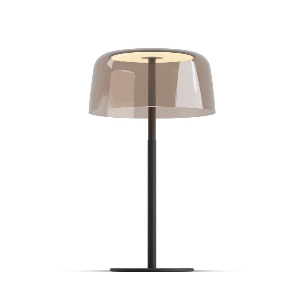 Koncept Lighting YUT-SW-MTB+STEA Yurei Table Lamp (Matte Black) with 14" Acrylic Shade, Tea